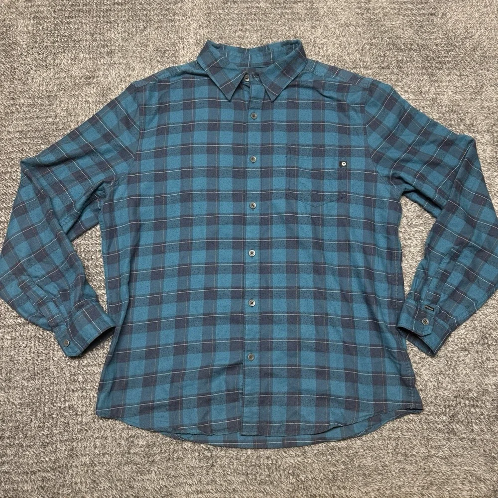 Marmot Bodega‎ Lightweight Flannel Shirt Blue Mens Large Plaid Long Sleeve